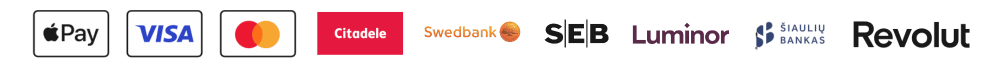 Apple Pay, Visa, Mastercard, Citadele, Swedbank, SEB, Luminor, Šiaulių bankas ir Revolut
